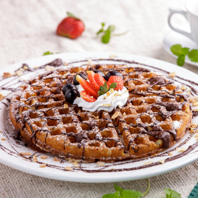 Chocolate Waffle with Strawberry Butter