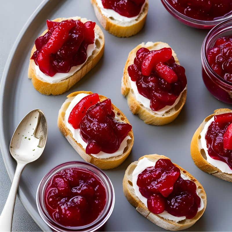 Festive Cranberry Rhubarb Bruschetta