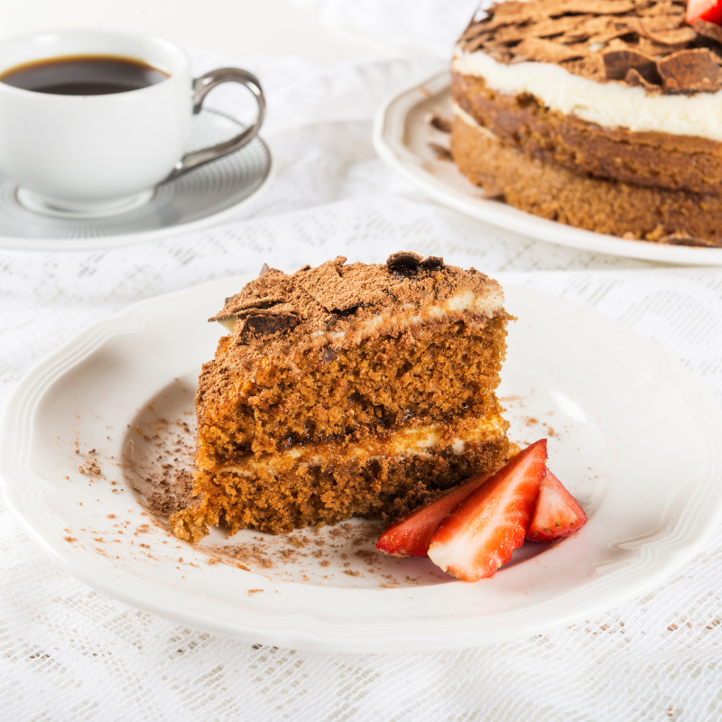 Glazed Rhubarb and Strawberry Coffee Cake