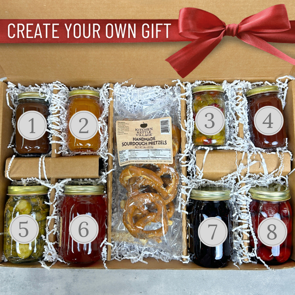 Custom 8Jar Gift Box with Pretzels Kitchen Kettle Village