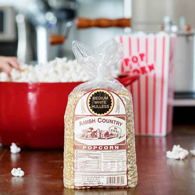 Amish Country Medium White Hulless Popcorn Kernels