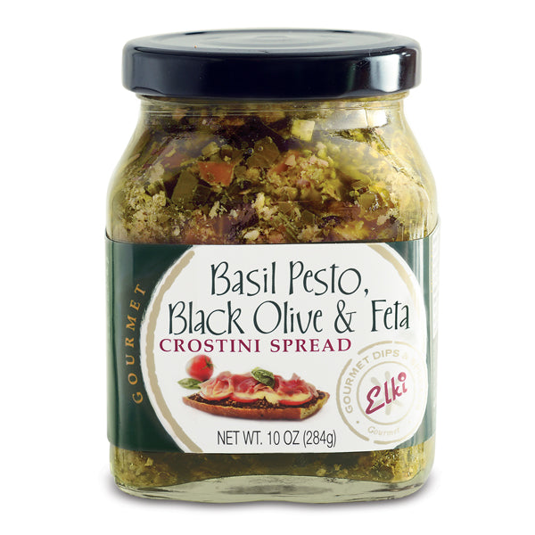 Basil Pesto, Black Olive & Feta Crostini Spread